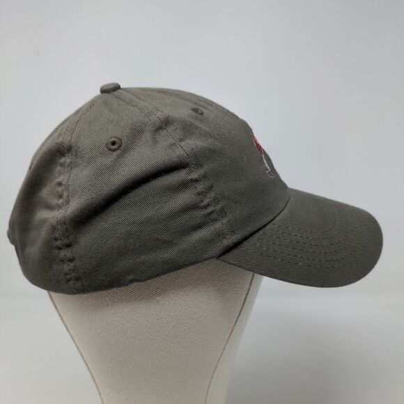 Unbranded Men's Slideback Hat Gray Beige 100% Cotton Embroidered Wine Logo - Picture 4 of 7